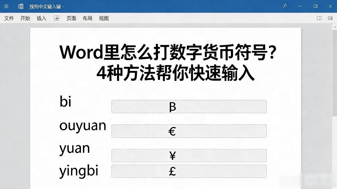 插入货币符号_Unicode快捷键_word里怎么打数字货币形式