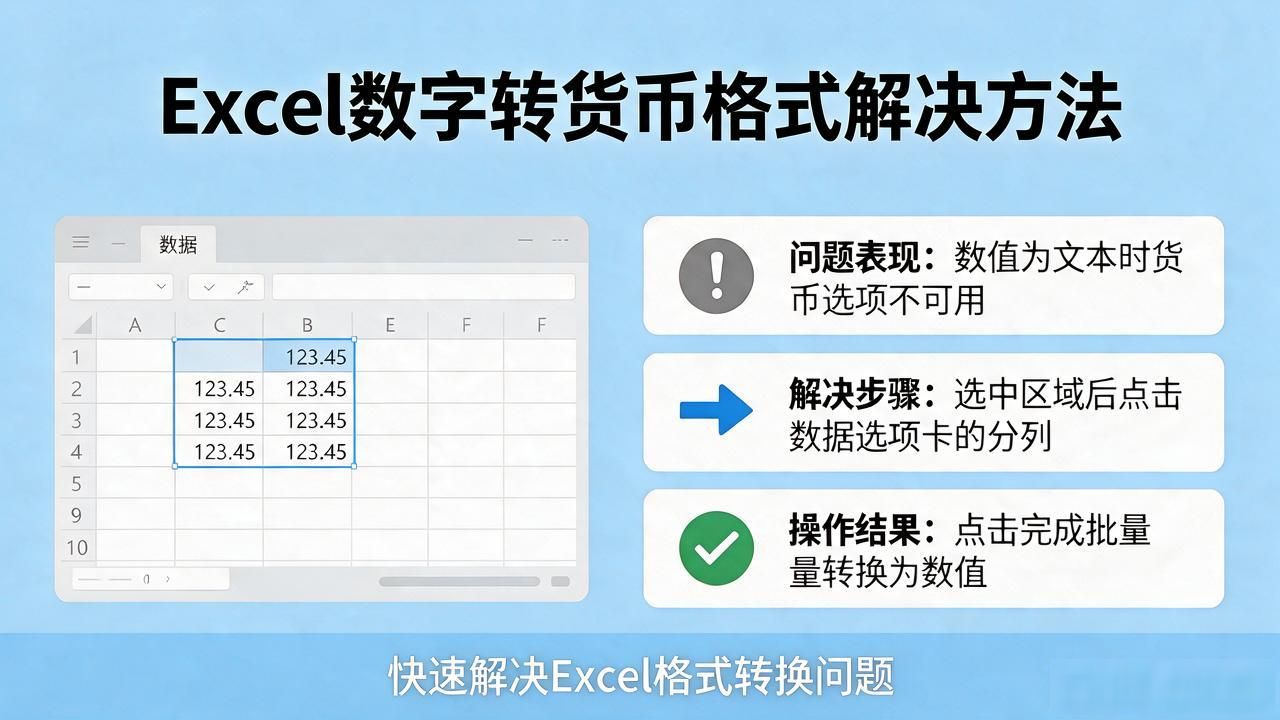 Excel数字无法转换为货币格式_文本格式导致货币格式失效_excel数字转换不了货币