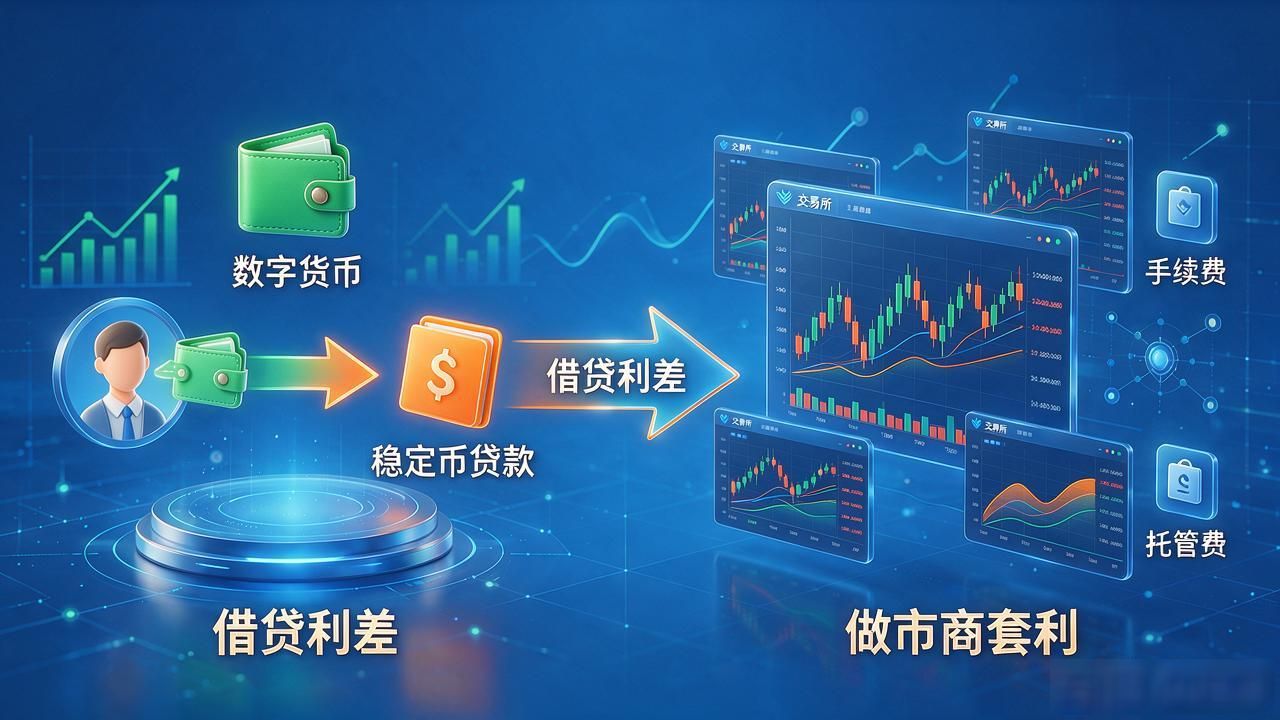 数字货币银行怎么赚钱_数字货币银行服务_交易通道费资产托管