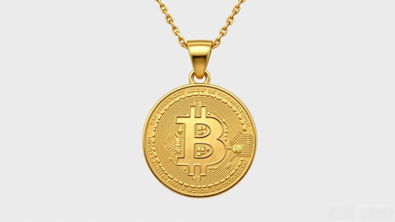 数字货币元素黄金项链 适合年轻人的科技感金饰 融入比特币元素的黄金首饰_数字货币金项链