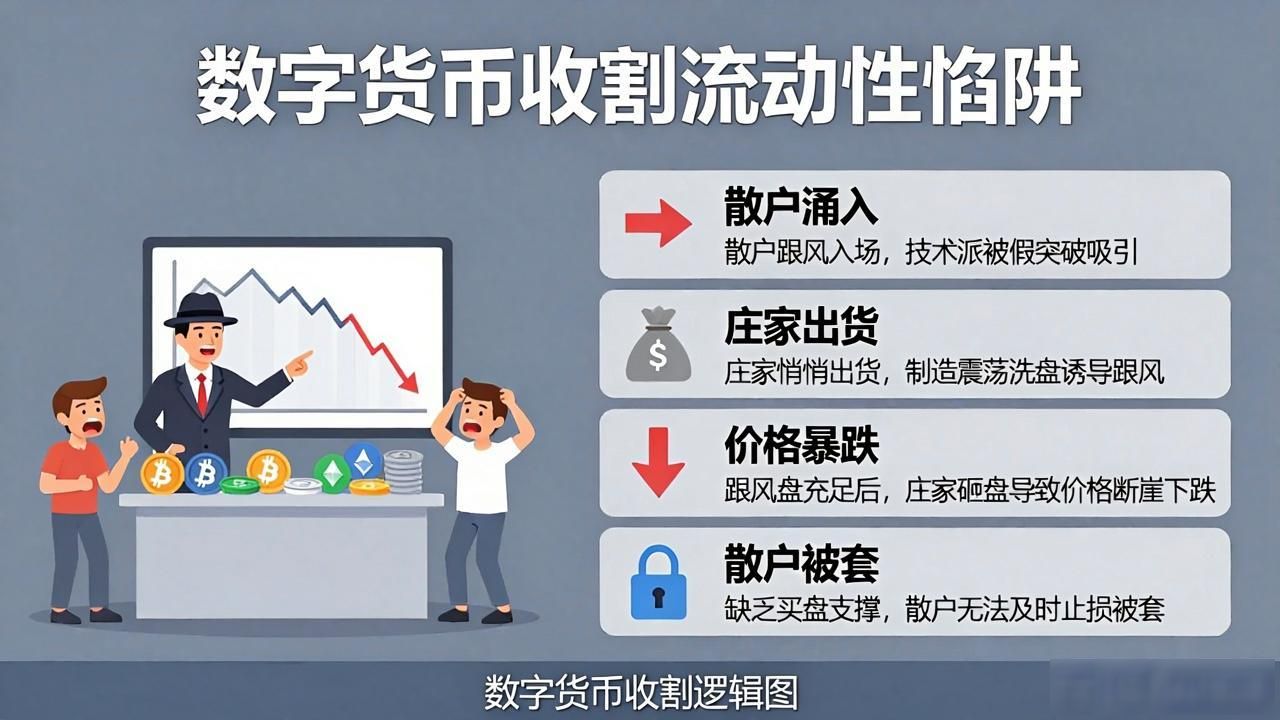币圈庄家套路_情绪诱导KOL喊单_数字货币收割逻辑图